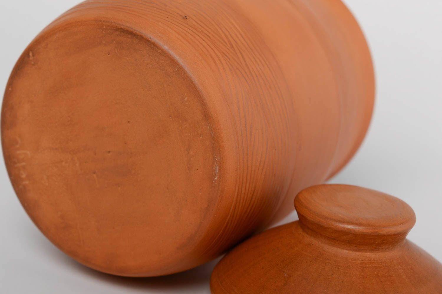Beautiful handmade designer terracotta clay pot with lid for bulk products photo 3