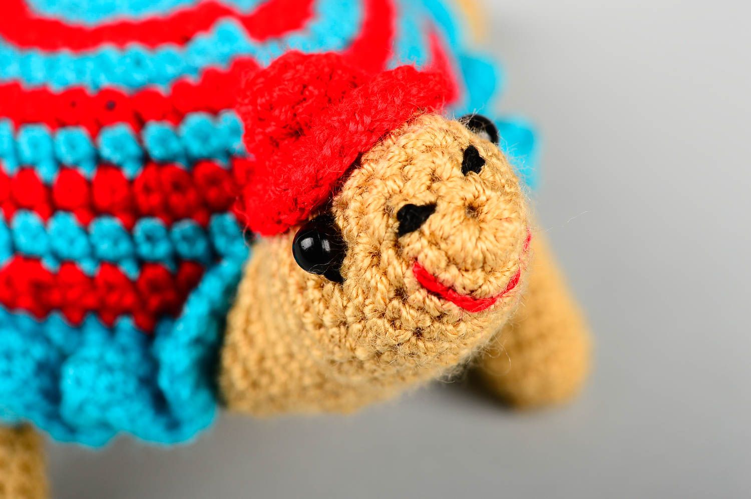Tortue tricot Peluche faite main Cadeau enfant Accessoire chambre fille photo 5