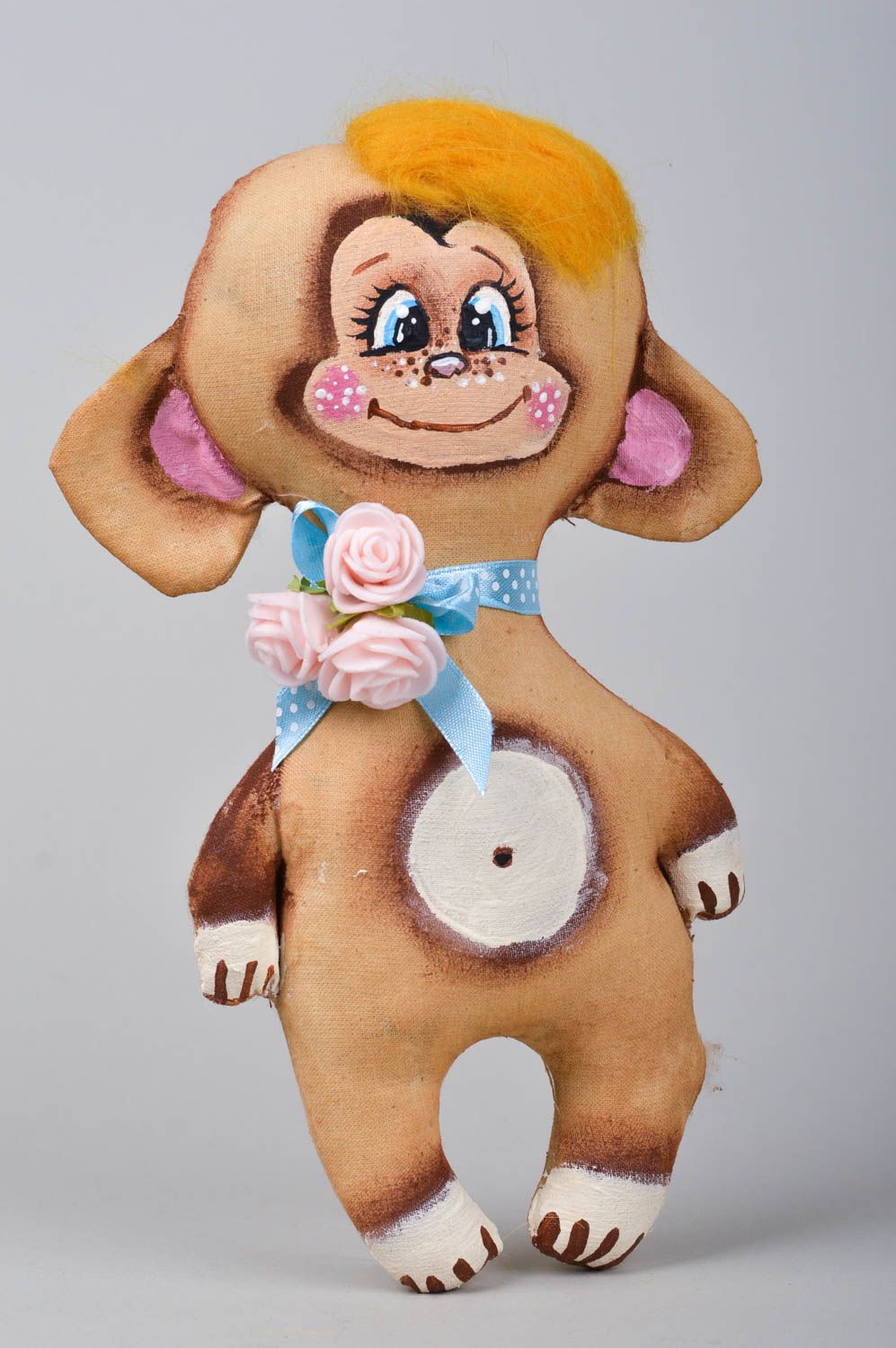 Textil Spielzeug handgemachtes kleines Kuscheltier originelles Geschenk Affe foto 1