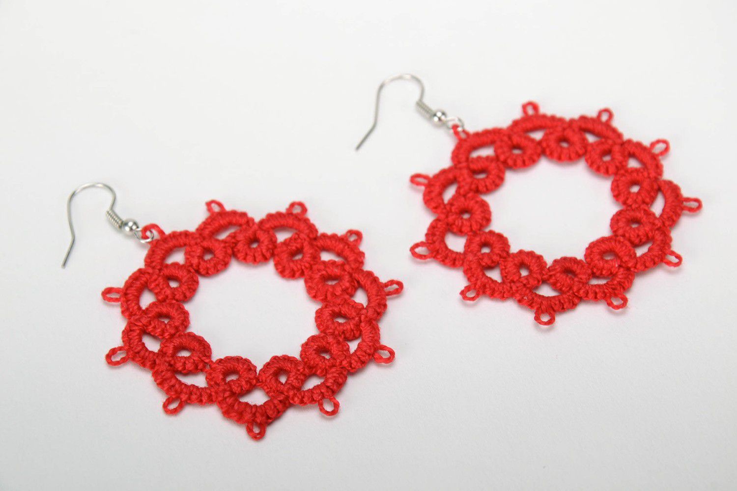 Earrings made from cotton lace Scarlet Star photo 1