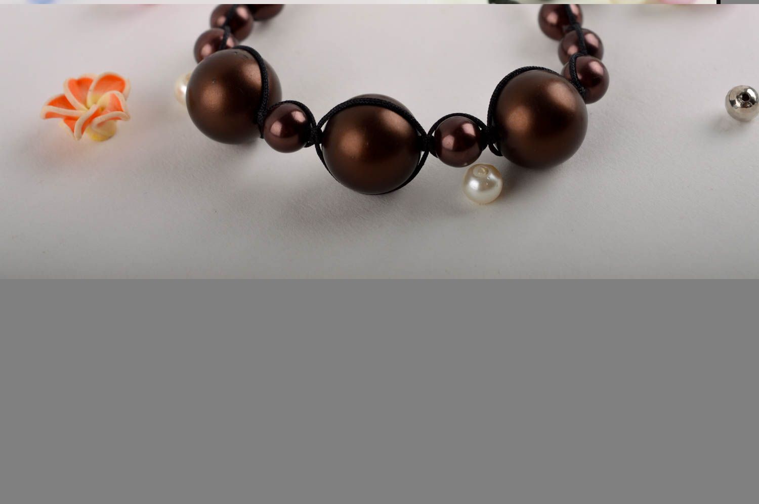 Bracelet tendance Bijou fait main perles plastiques couleur de café Cadeau femme photo 1