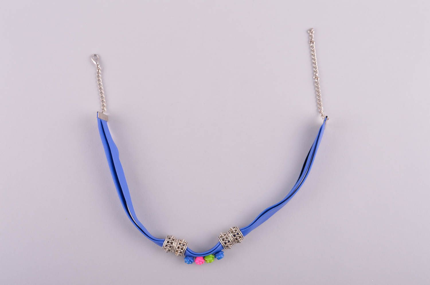 Blue beaded necklace designer colorful neck accessory perfect present photo 5