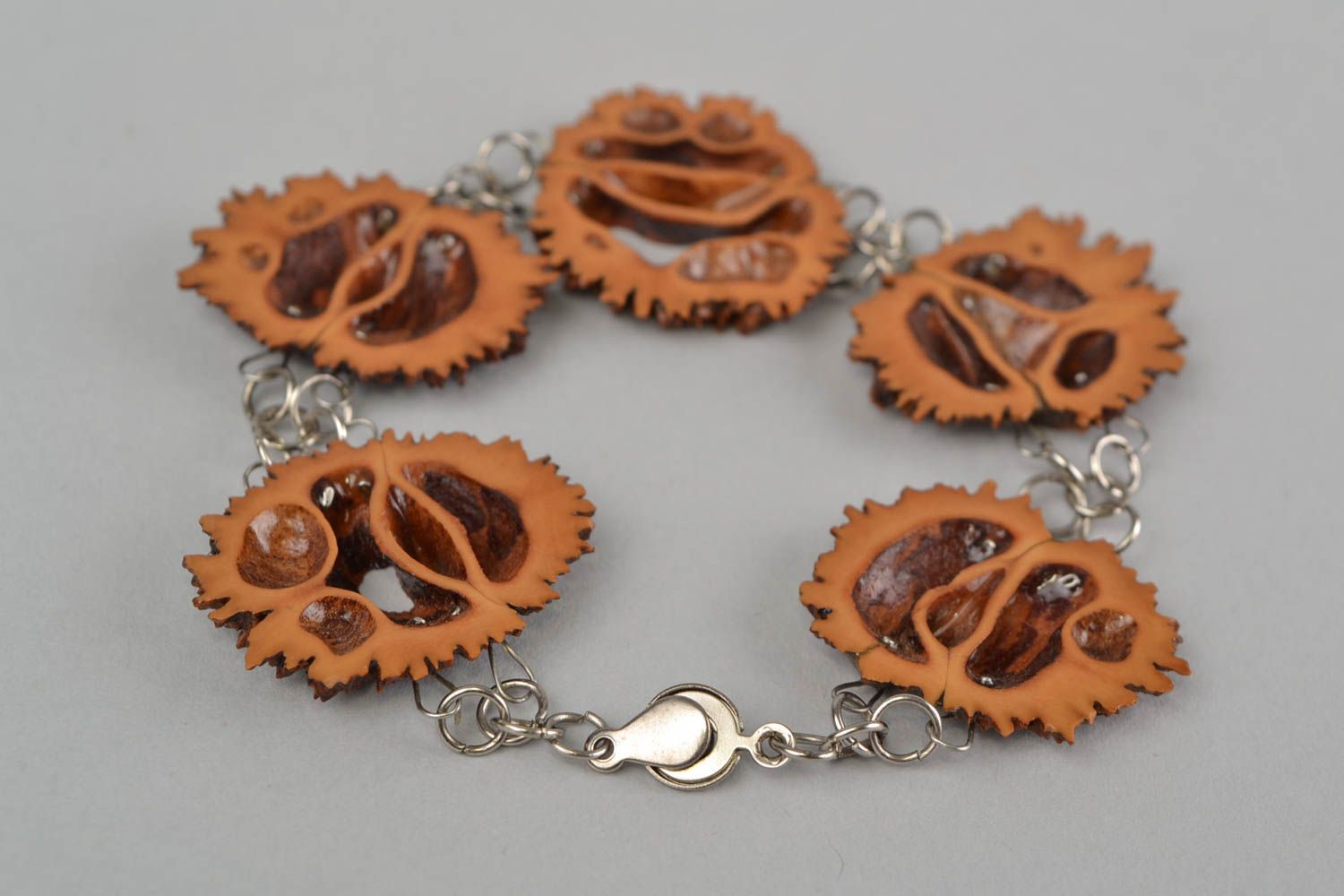 Beautiful handmade walnut bracelet botanical jewelry fashion accessories photo 5