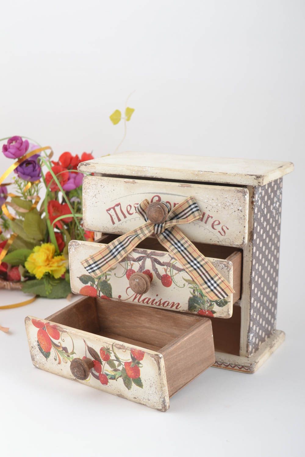 Handmade Schmuckkasten mit Schubladen Schmuck Schatulle Geschenk für Frau foto 1