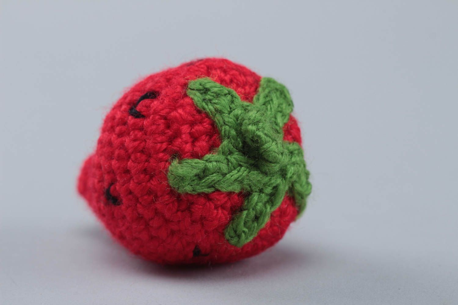 Handmade small designer crochet soft toy strawberry for kids and interior decor photo 3