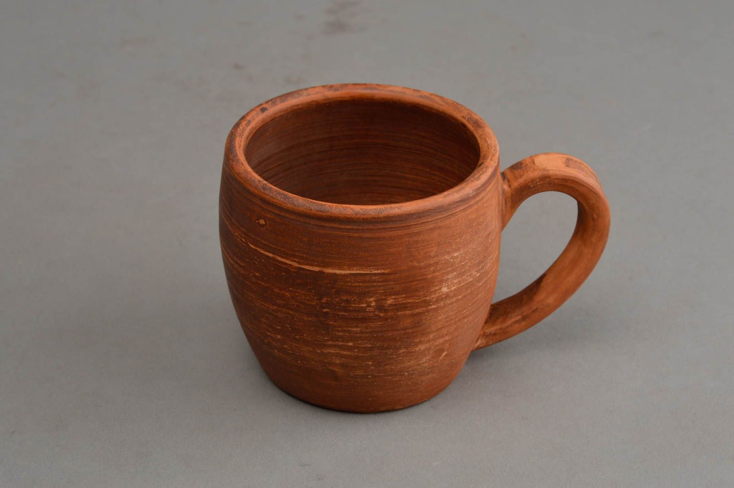 Originelle Tasse aus Ton öko rein in Braun für Haus handgemacht 180 ml foto 3