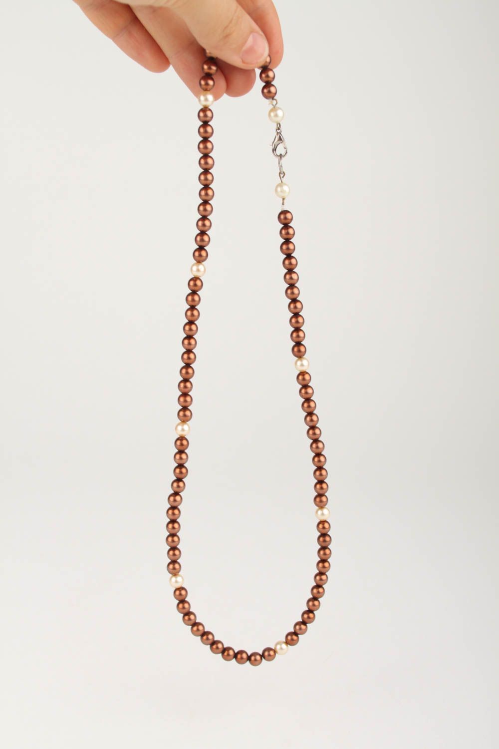Handmade feminine beaded necklace unusual stylish necklace elegant jewelry photo 4