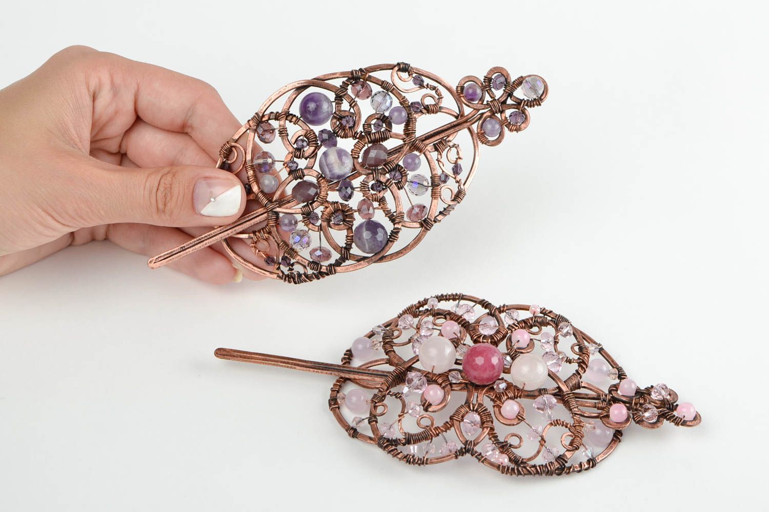 Handmade hair pin designer hair pin unusual accessories for women set of 2 items photo 2