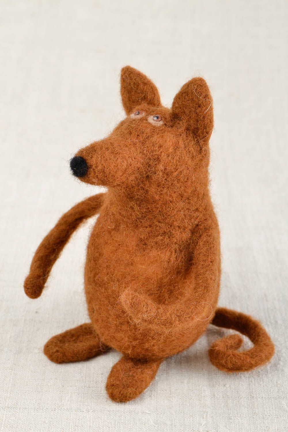 Peluche renard avec canne Jouet fait main en laine feutrée Cadeau pour enfant photo 1