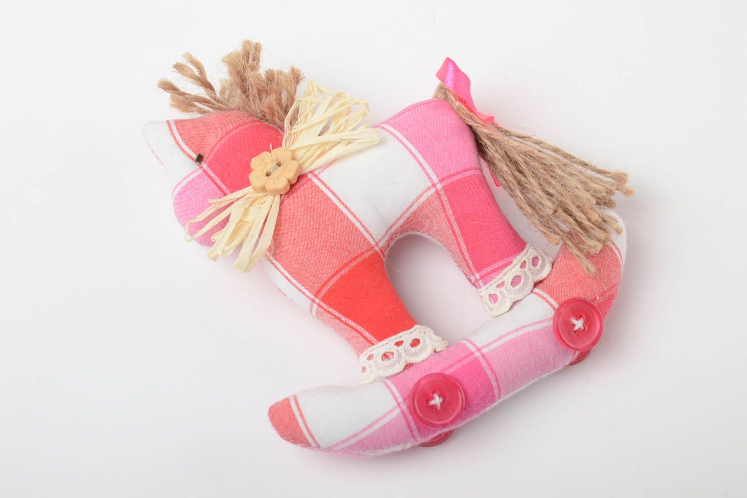 Мягкая игрушка из ткани ручной работы лошадка авторская розовая красивая фото 3