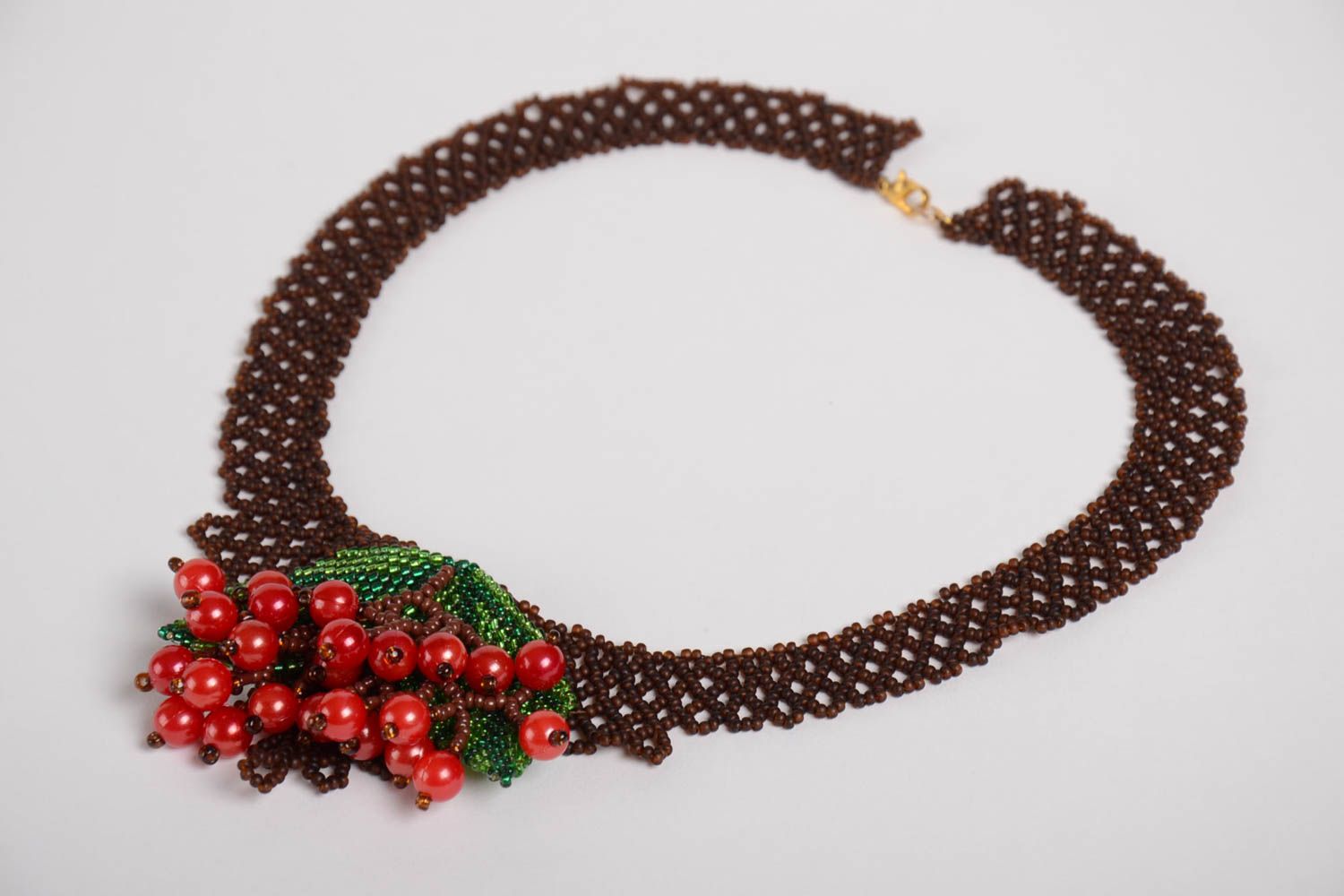 Handmade woven cute necklace beautiful elegant accessory volume beaded necklace photo 3