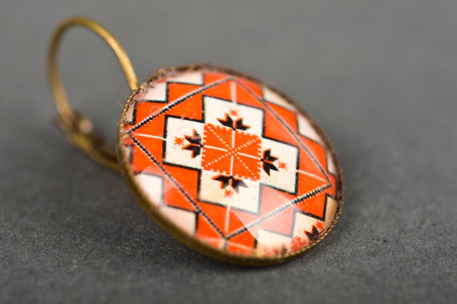 Handmade orange earrings jewelry in ethnic style cute beautiful accessory photo 4