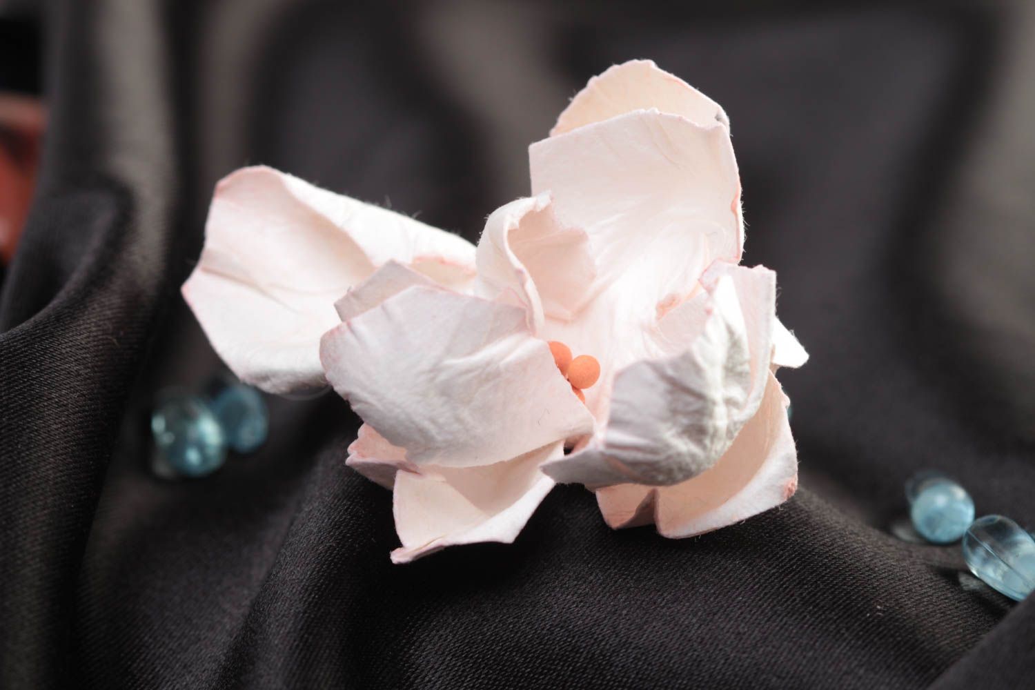 Small pink handmade designer scrapbooking paper flower for creative work photo 1