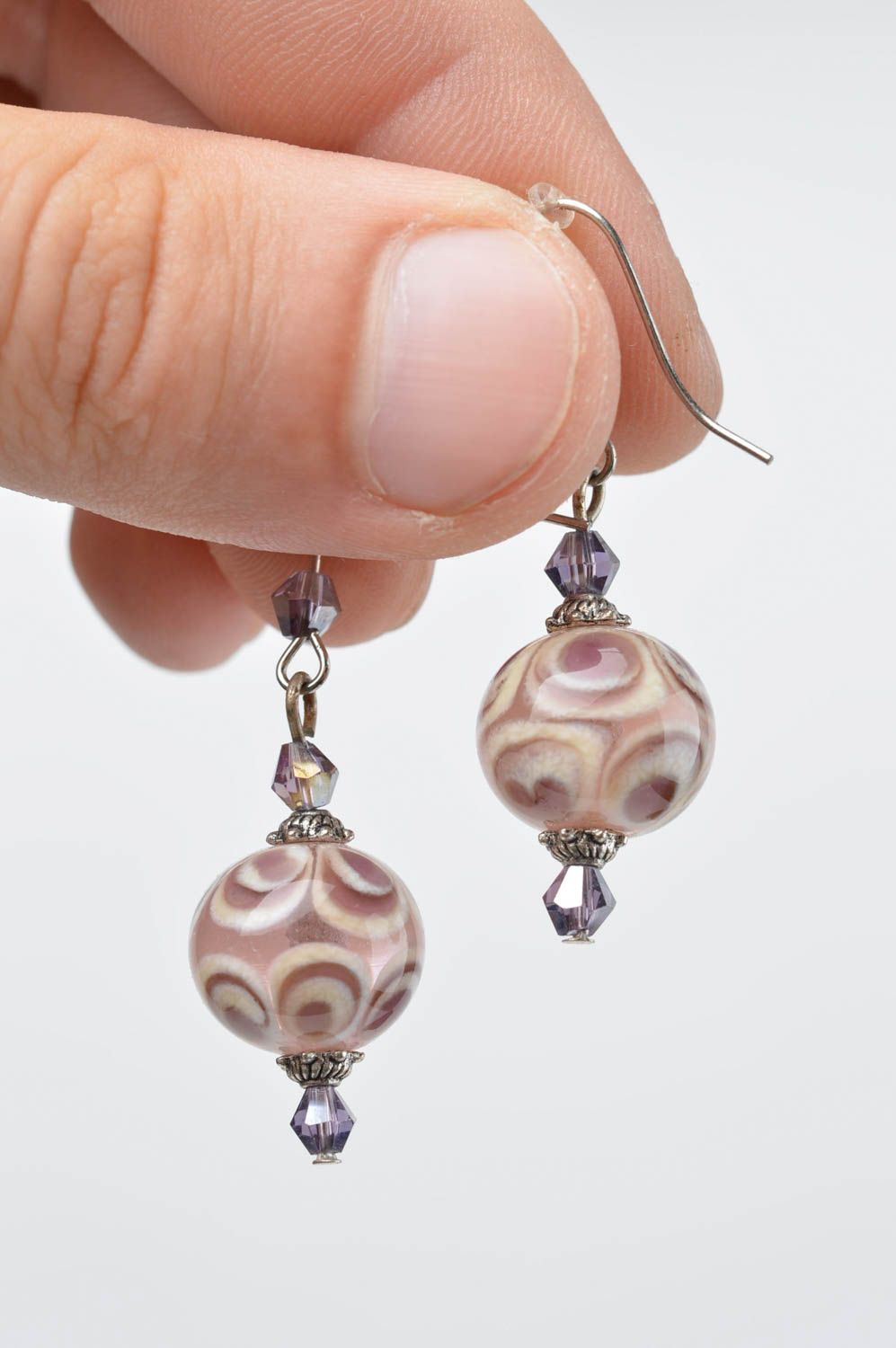 Designer jewelry handmade glass earrings unusual accessory stylish earrings photo 5