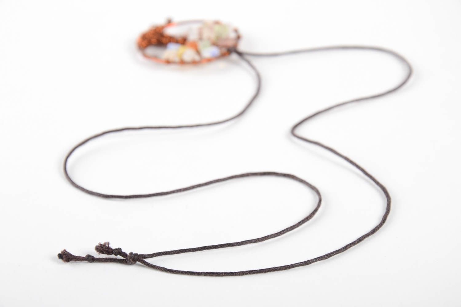 Handmade pendant designer accessory copper jewelry pendant with natural stones photo 5