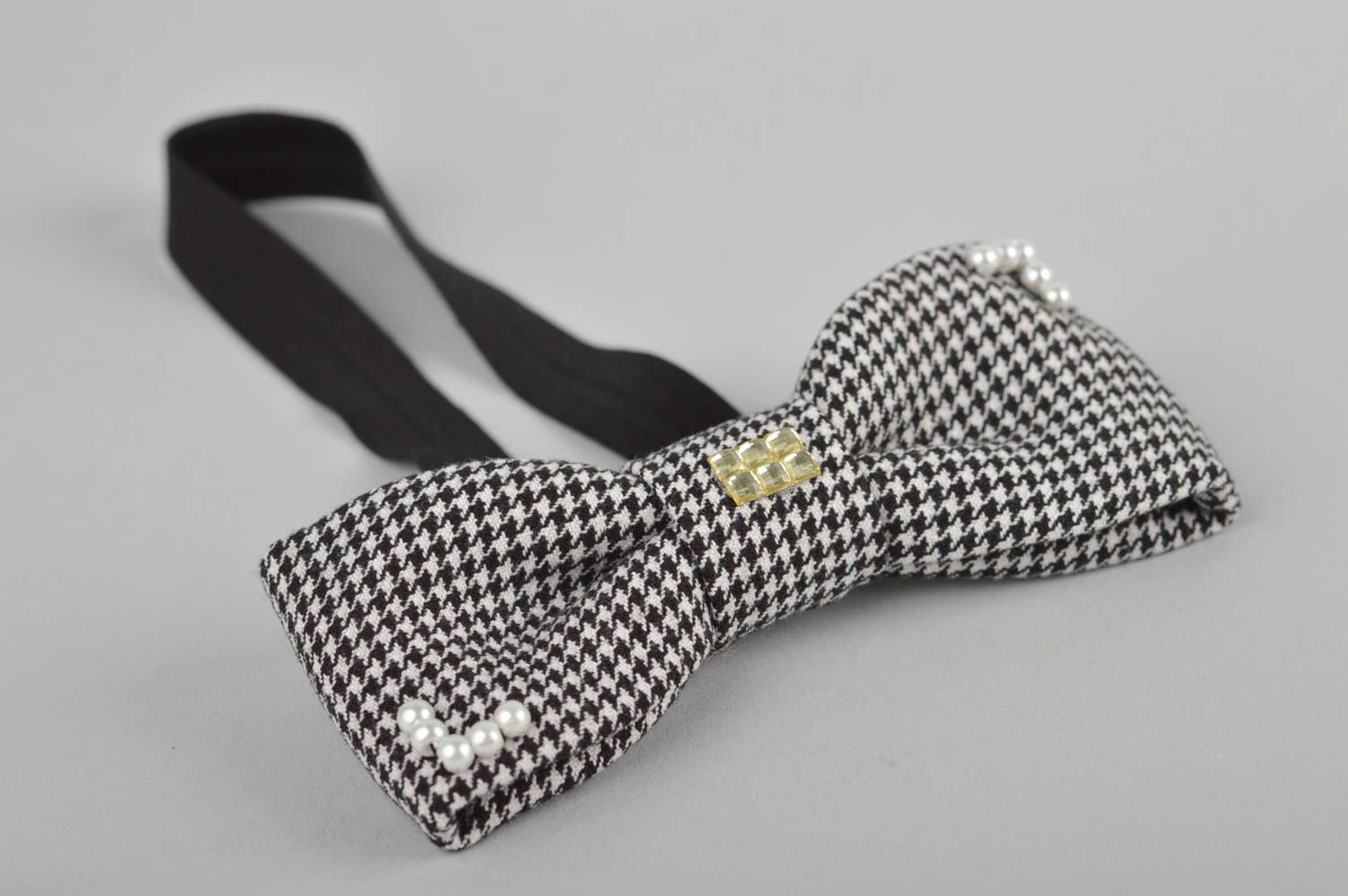 Галстук бабочка черно-белая галстук ручной работы женский галстук бабочка  фото 2