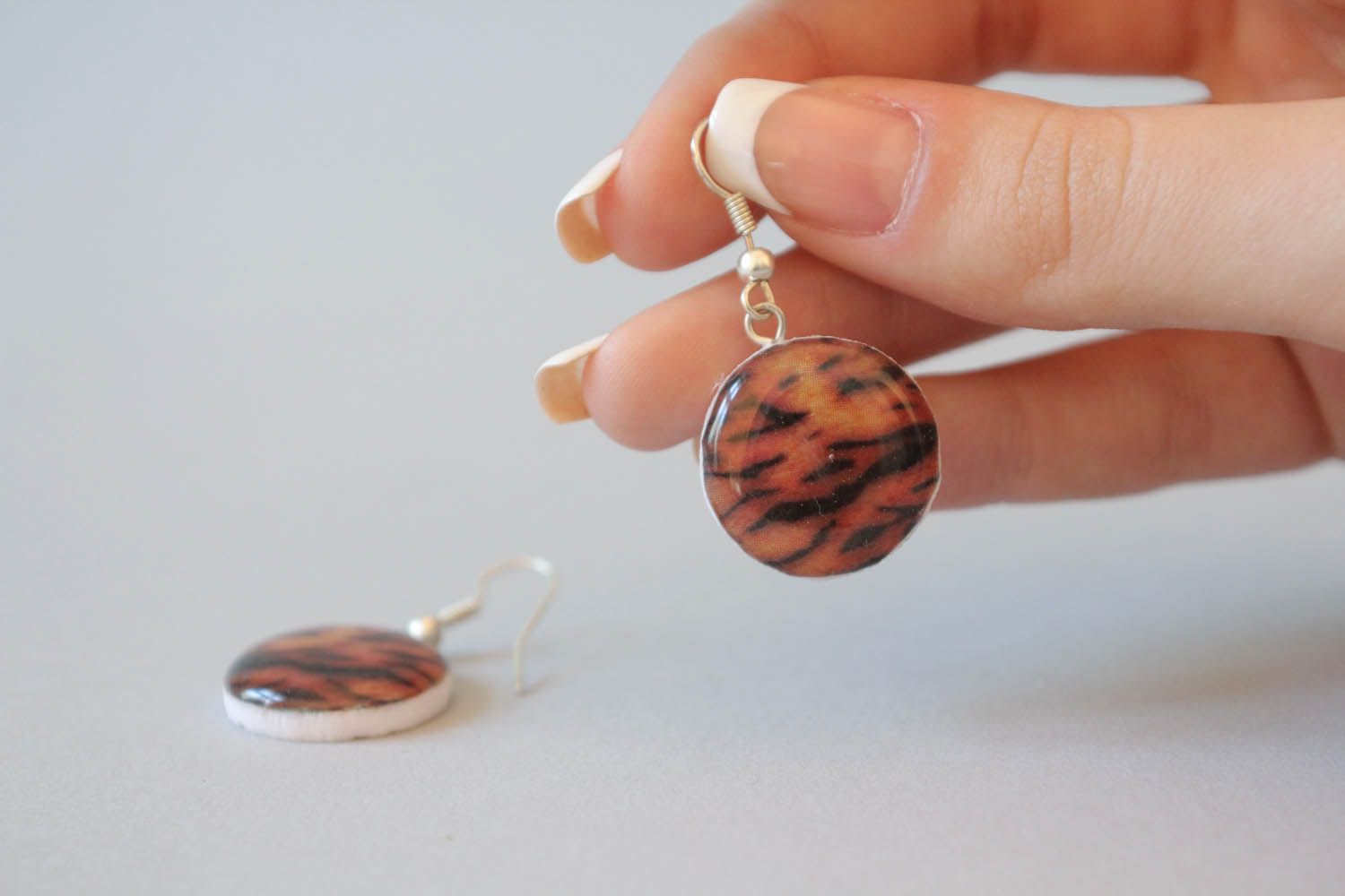 Polymer clay earrings Tiger photo 5
