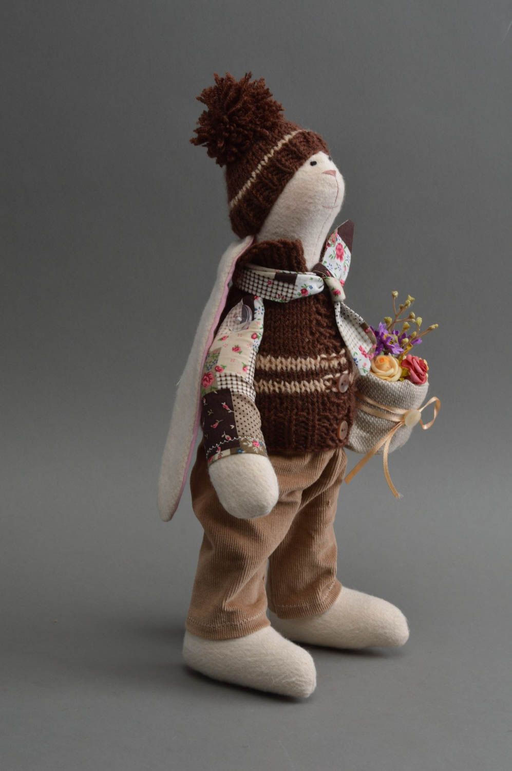 Peluche lapin fait main Jouet pour enfant en tissus design Cadeau original photo 3