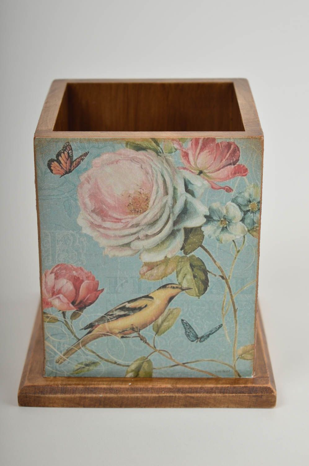 Posavasos artesanal elemento decorativo de madera regalo original decoupage foto 3