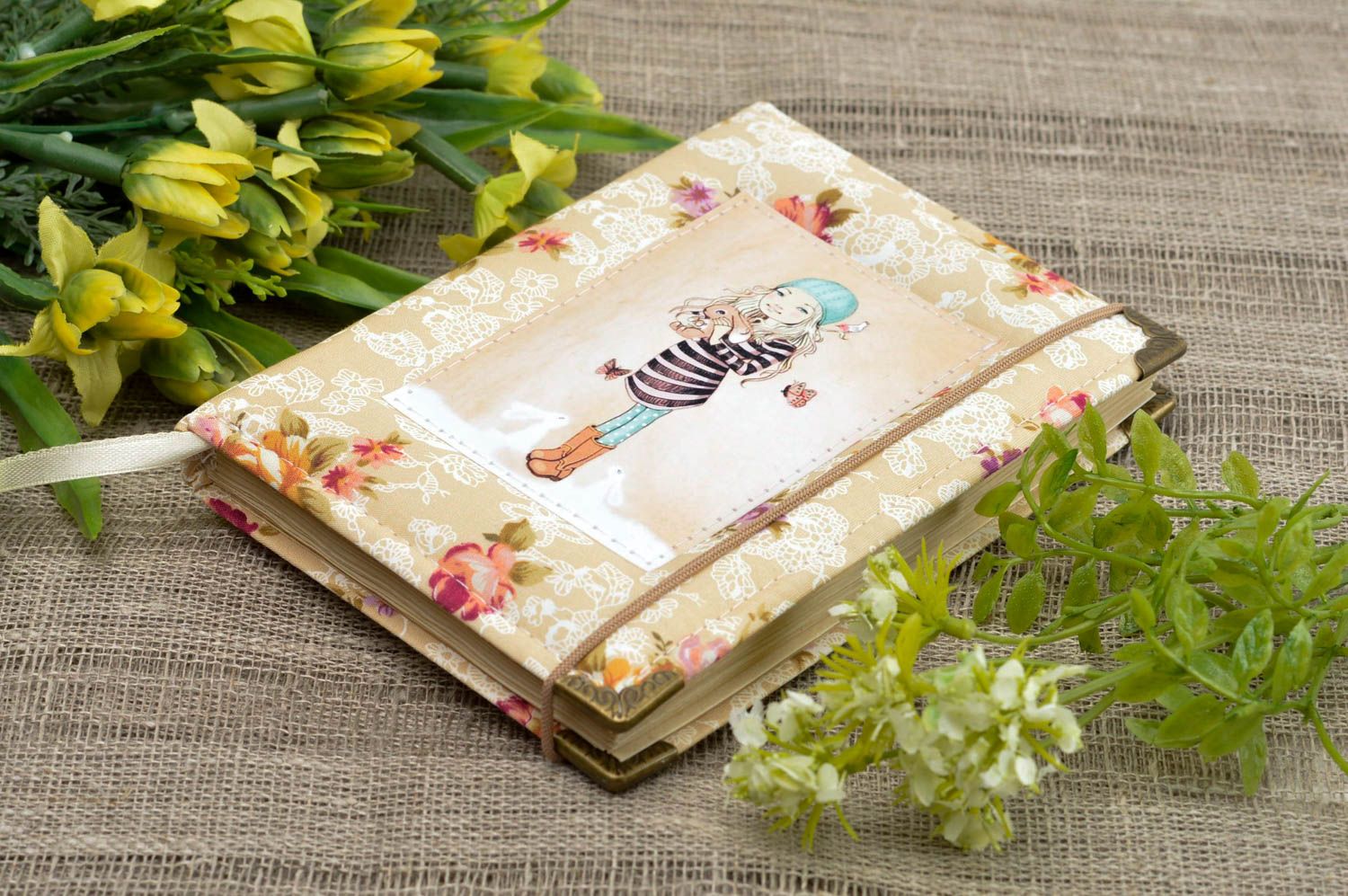 Handmade notebook stylish cotton notepad designer notepad with fabric cover photo 1