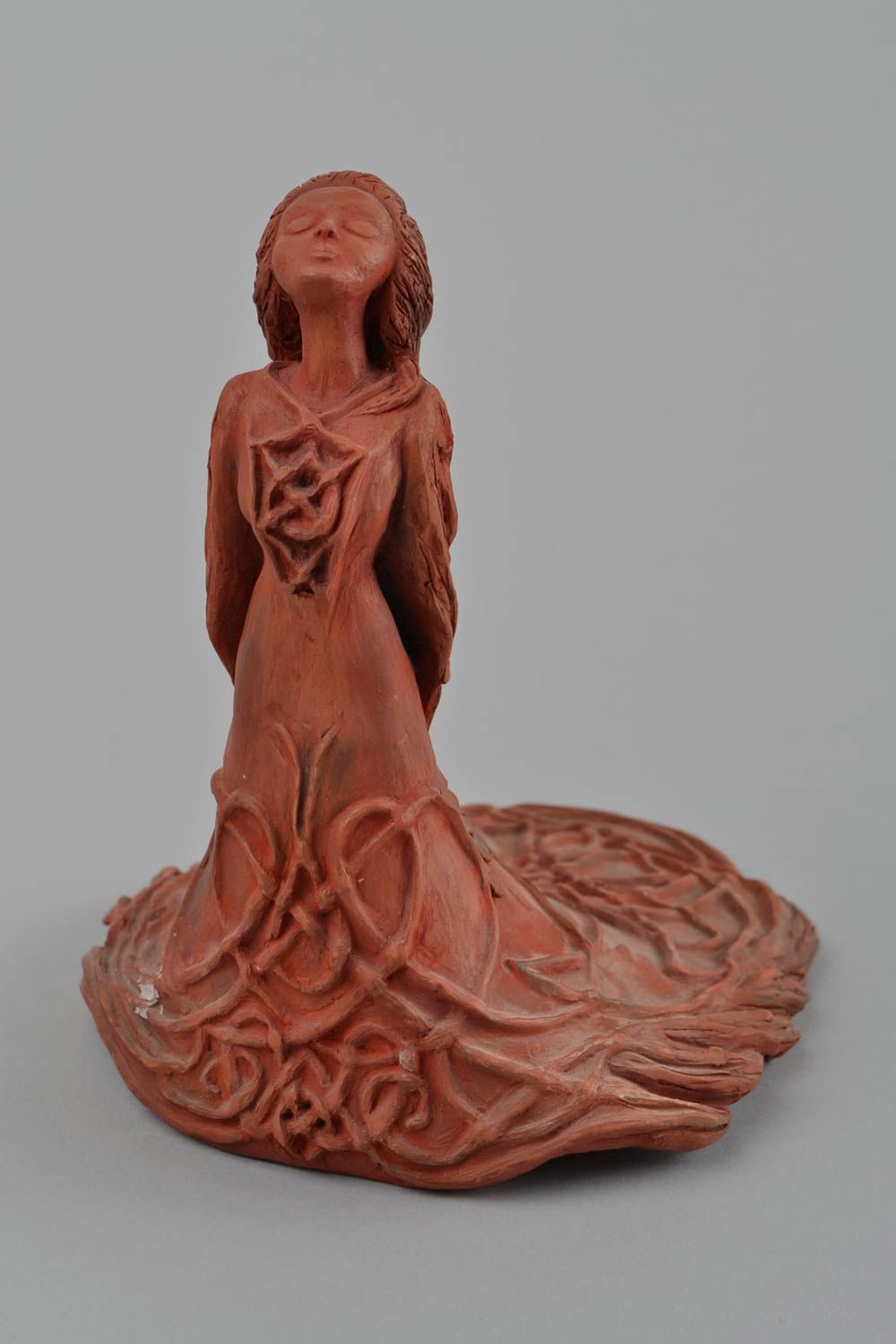Keramik Figur handgefertigt Haus Deko originelles Geschenk in Braun schön foto 1