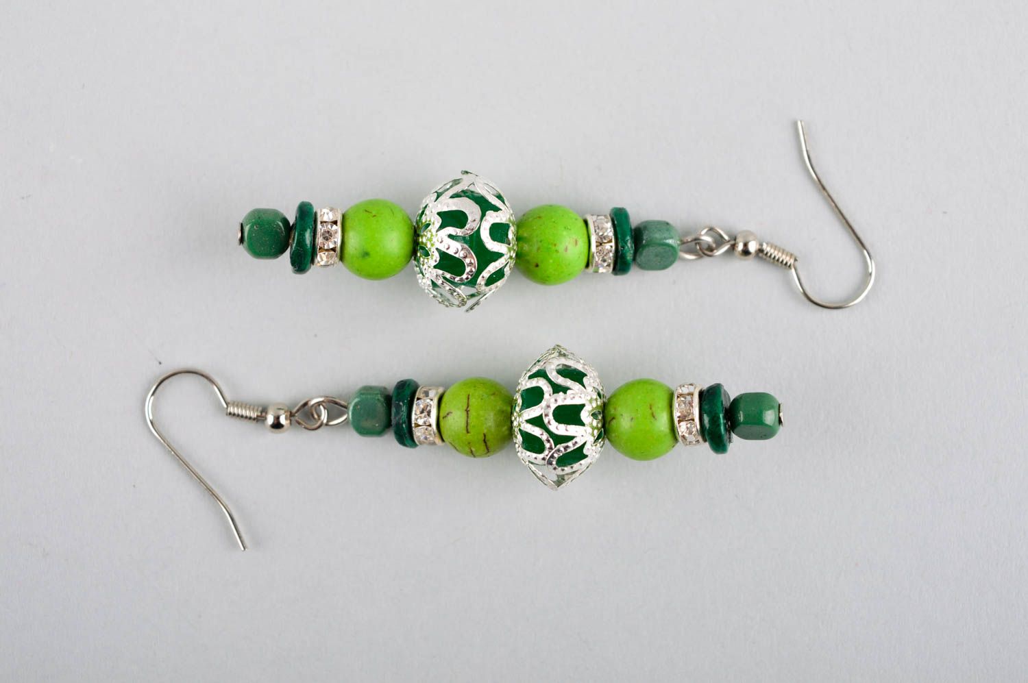 Boucles d'oreilles pendantes Bijou fait main vertes design Cadeau femme photo 5