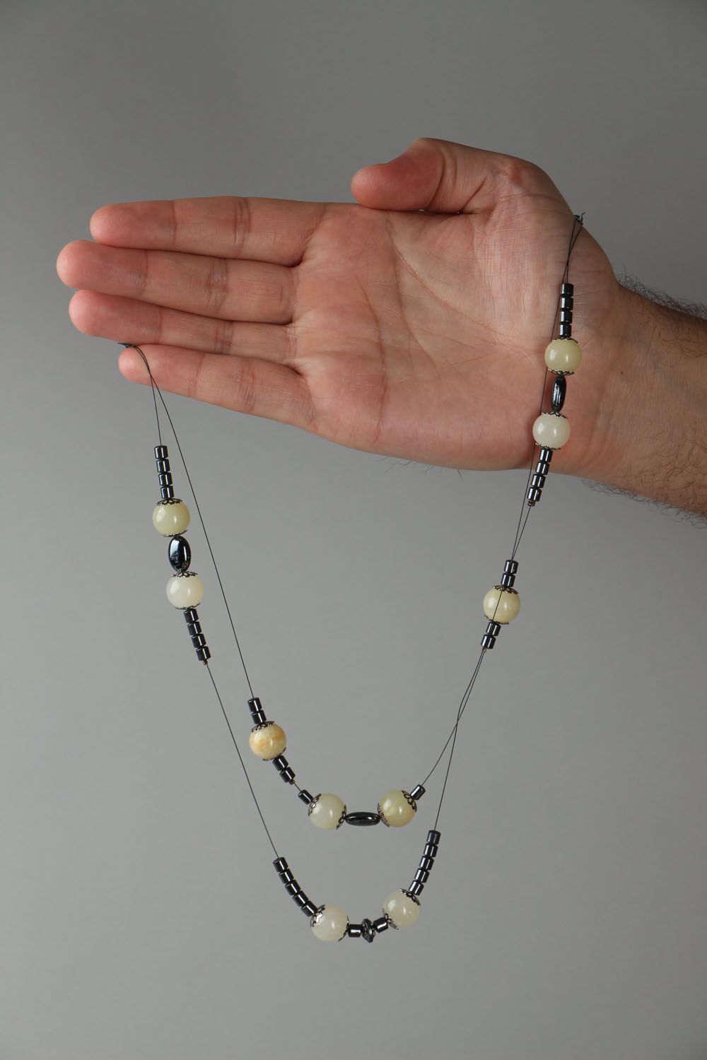 Necklace made of onyx and hematite photo 4
