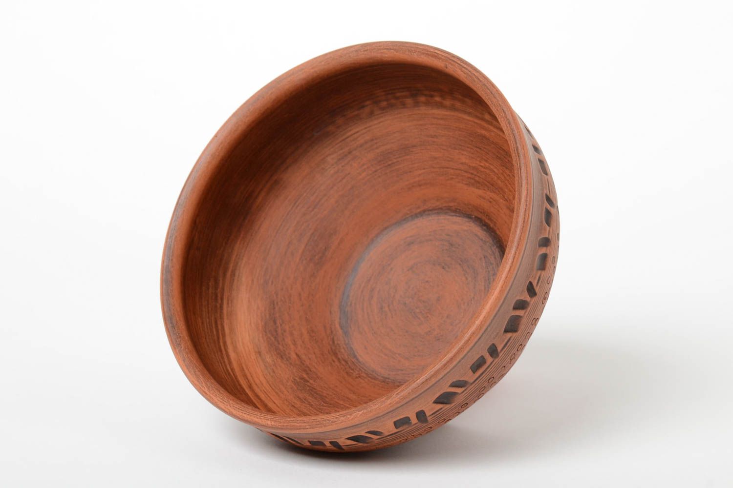 Clay interior bowl 700 ml with brown pattern beautiful handmade kitchen pottery photo 4