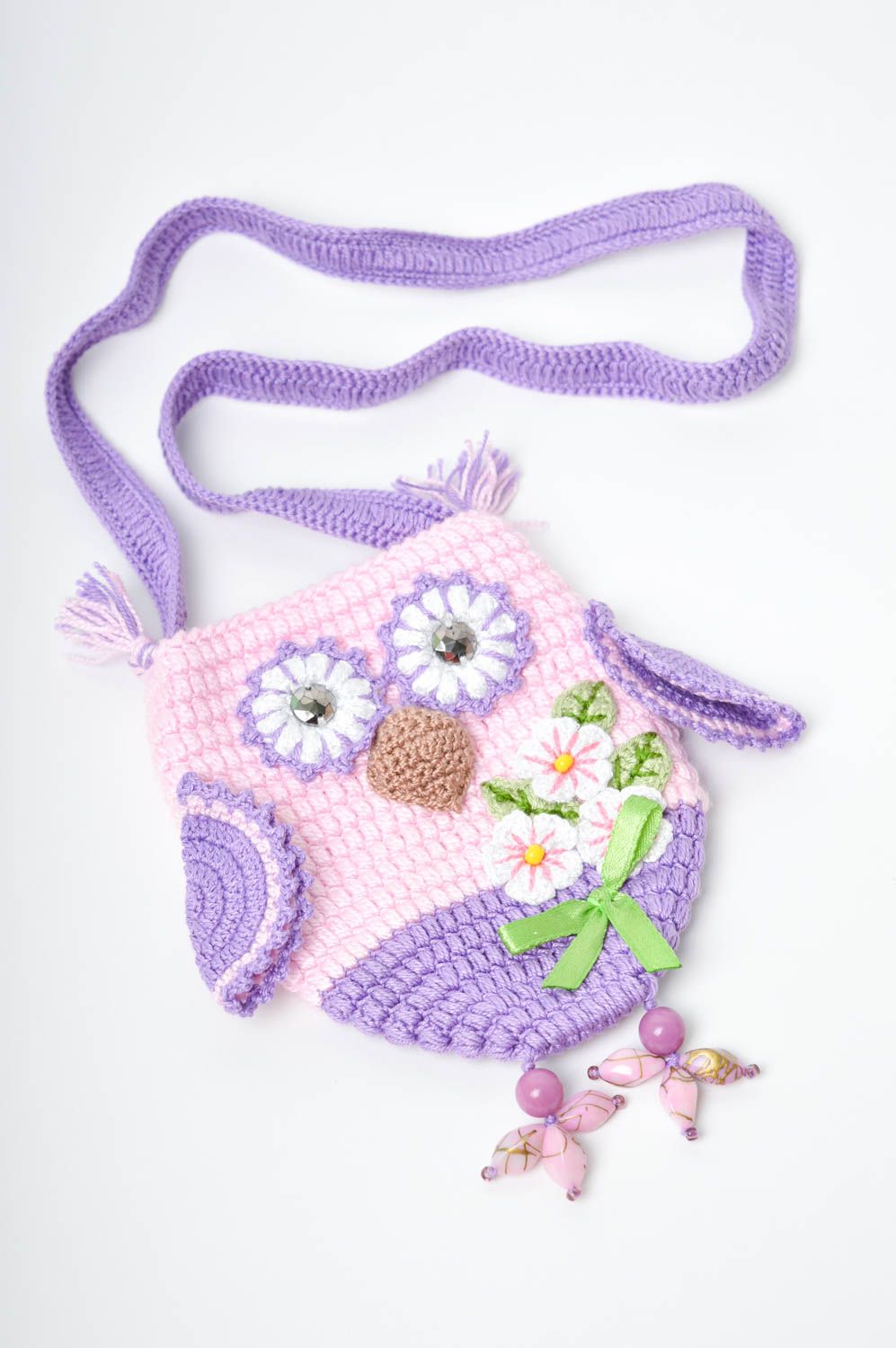 Umhängetasche Kinder handmade Handtasche Eule Mädchen Tasche klein lila rosa foto 2