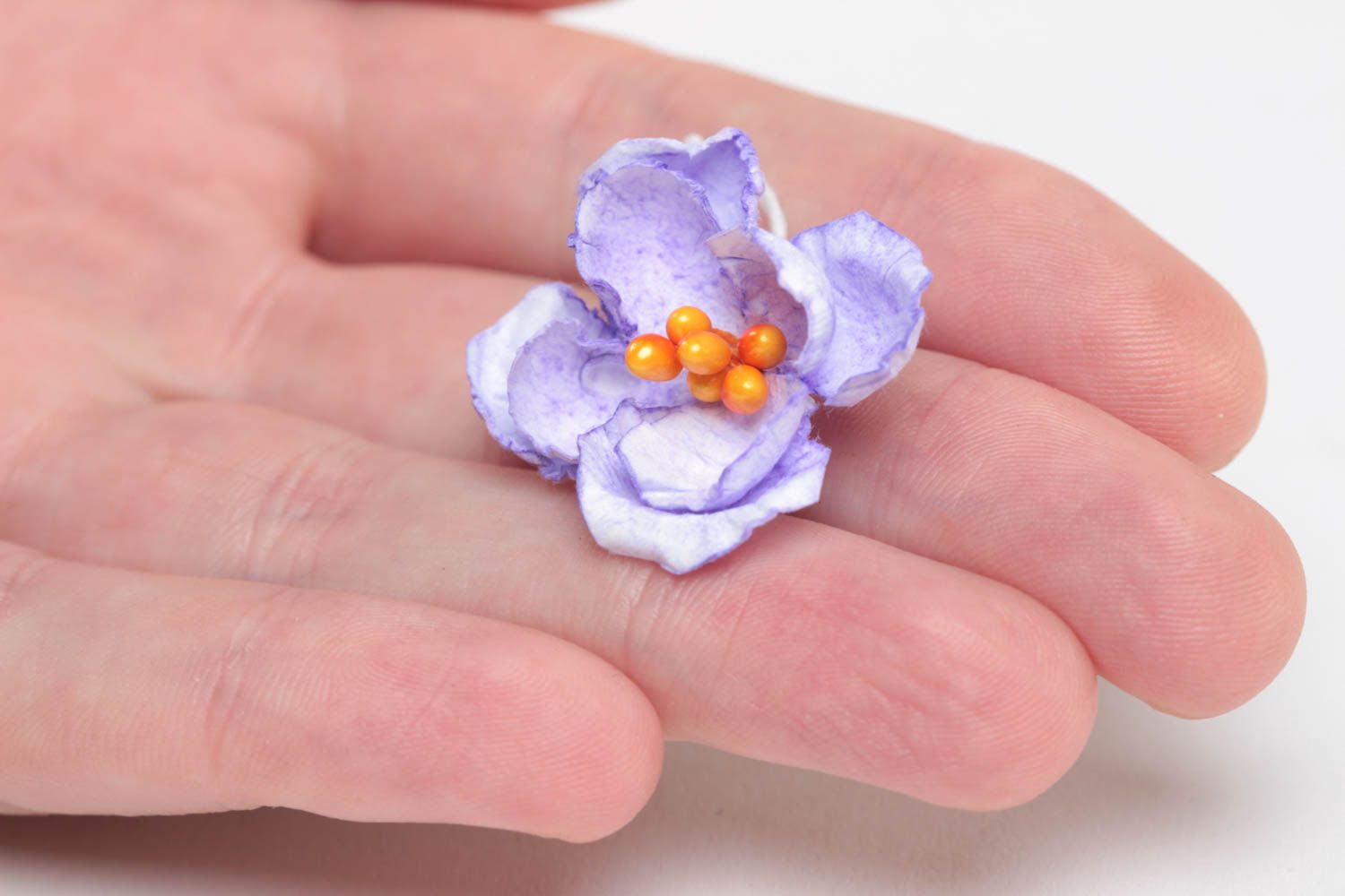 Fleur en papier pour scrapbooking faite main décorative peinte couleur violette photo 5