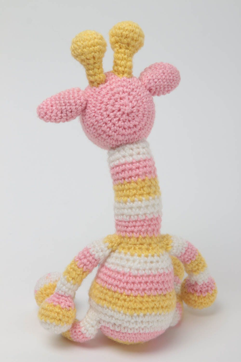 Peluche tricotée Jouet enfant fait main Cadeau original girafe décoration photo 4