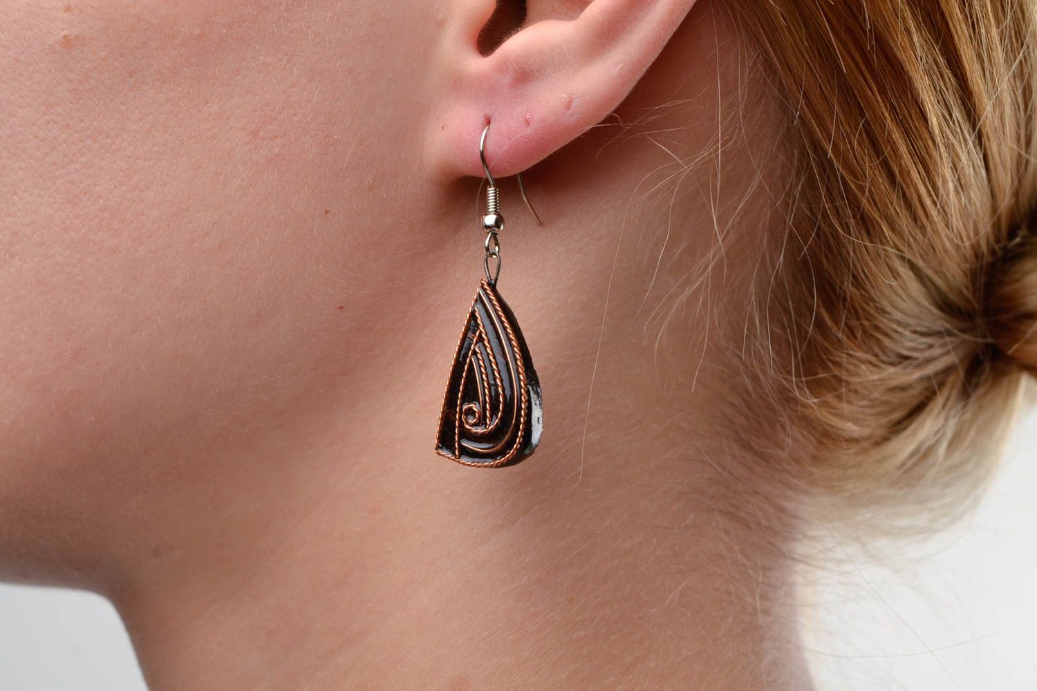 Schmuck handgemacht Ohrringe aus Holz Damen Ohrringe Modeschmuck Ohrringe schön foto 1