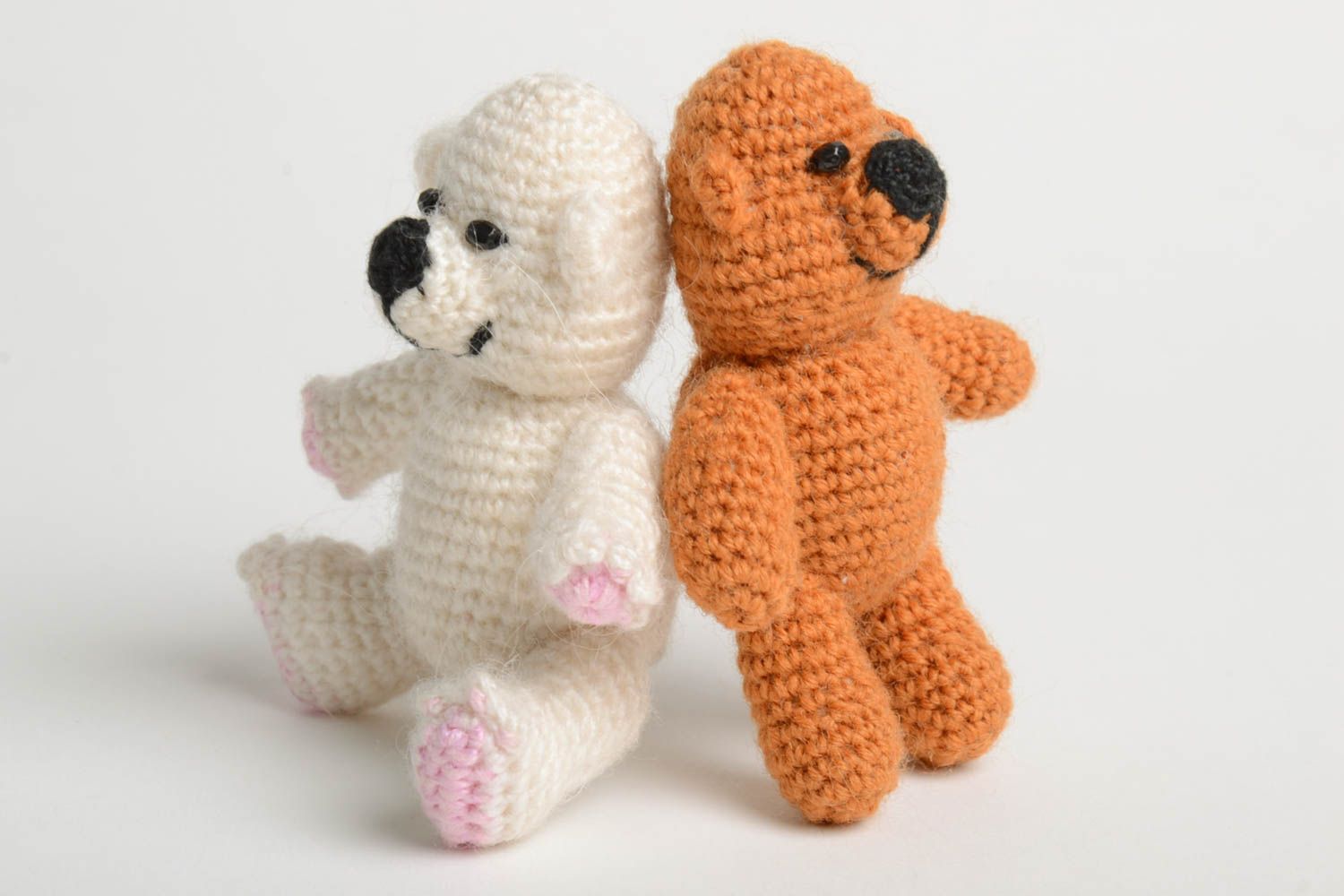 Handmade designer couple of bears unique crocheted stuffed toys for children photo 2