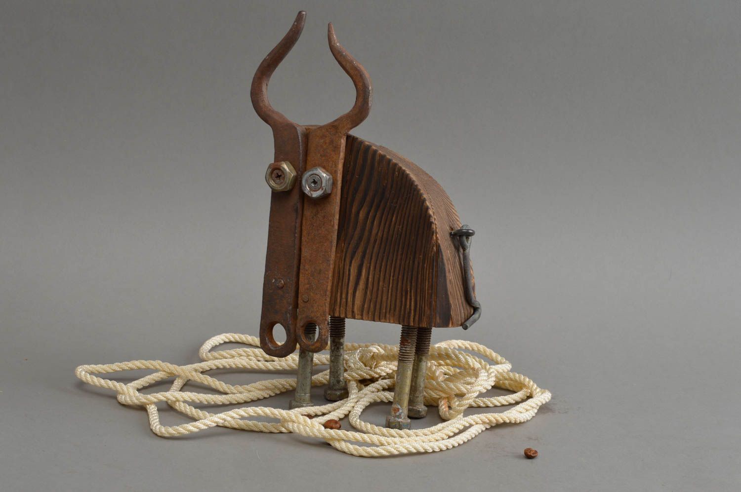 Figura de animal hecha a mano de madera decoración de interior regalo original foto 1