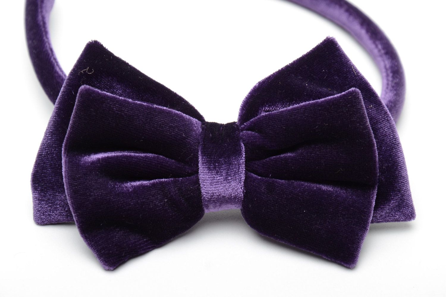 Serre-tête décoratif violet avec noeud en velours fait main pour femme photo 4