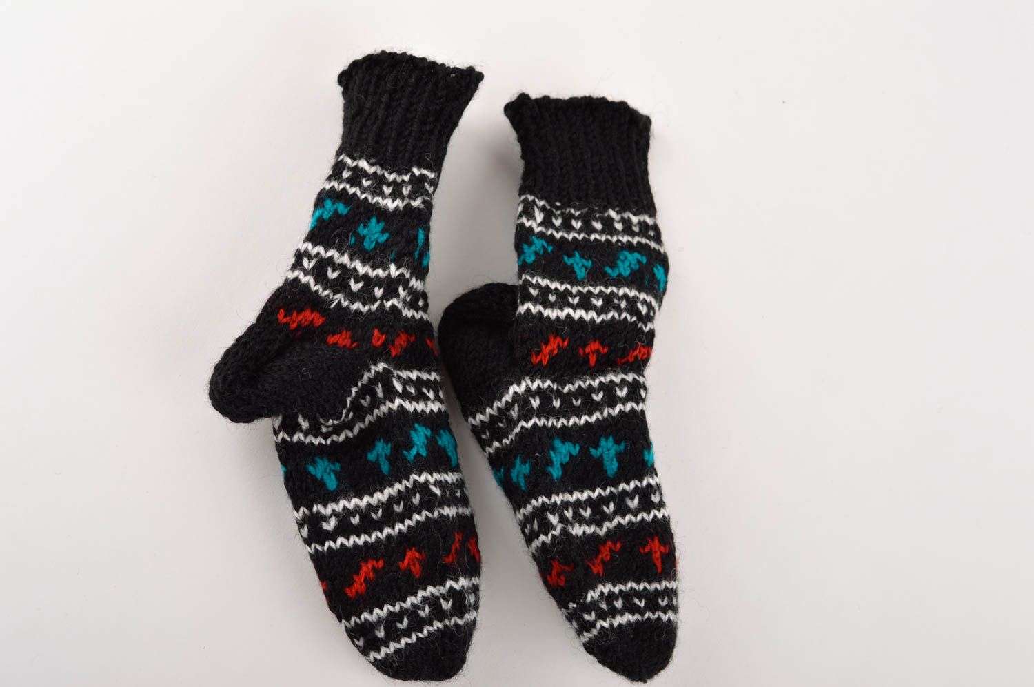 Wollsocken handgestrickt bunte Kindersocken gestrickte Socken dicke Kindersocken foto 2