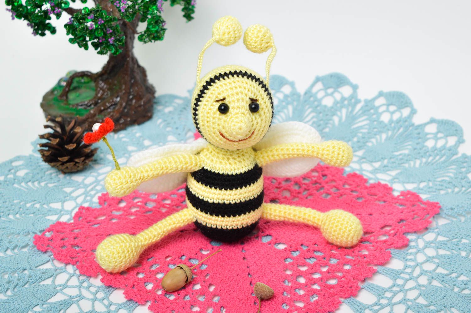 Мягкая игрушка ручной работы игрушка пчелка крючком игрушка авторская кукла фото 1