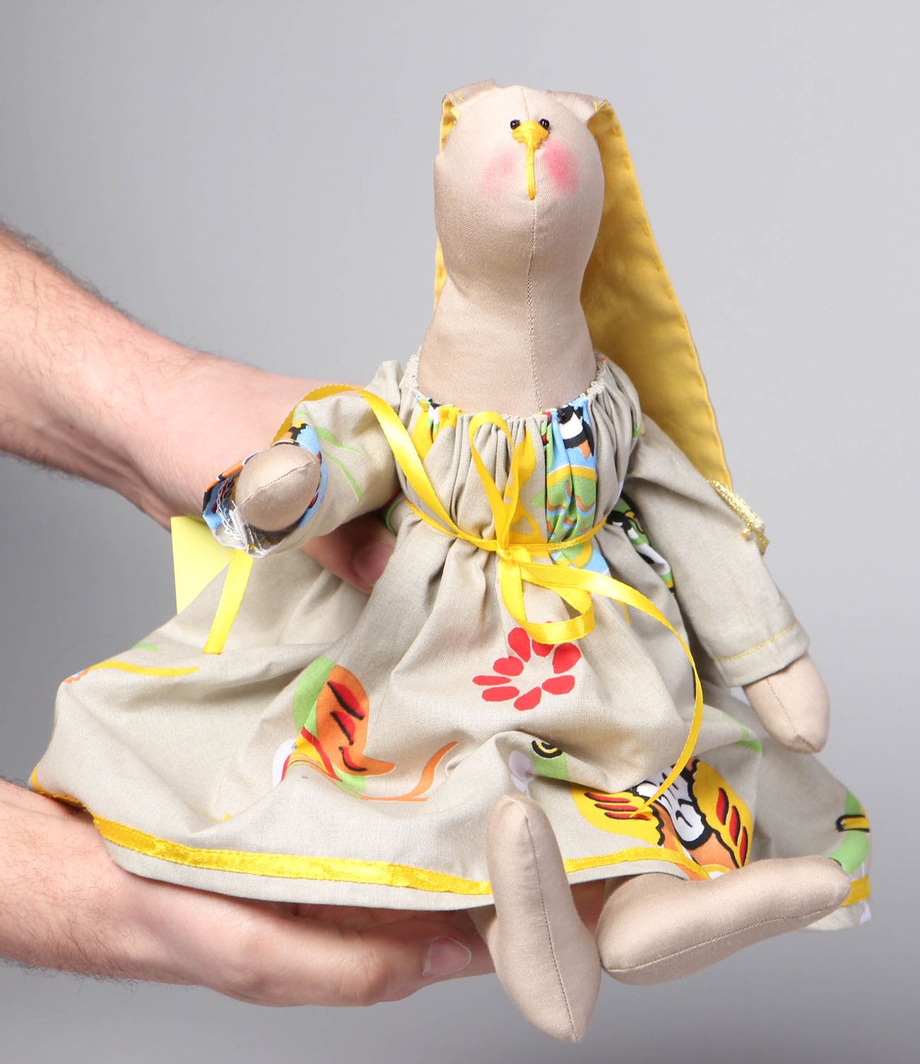 Handmade fabric toy Bunny in Dress photo 4