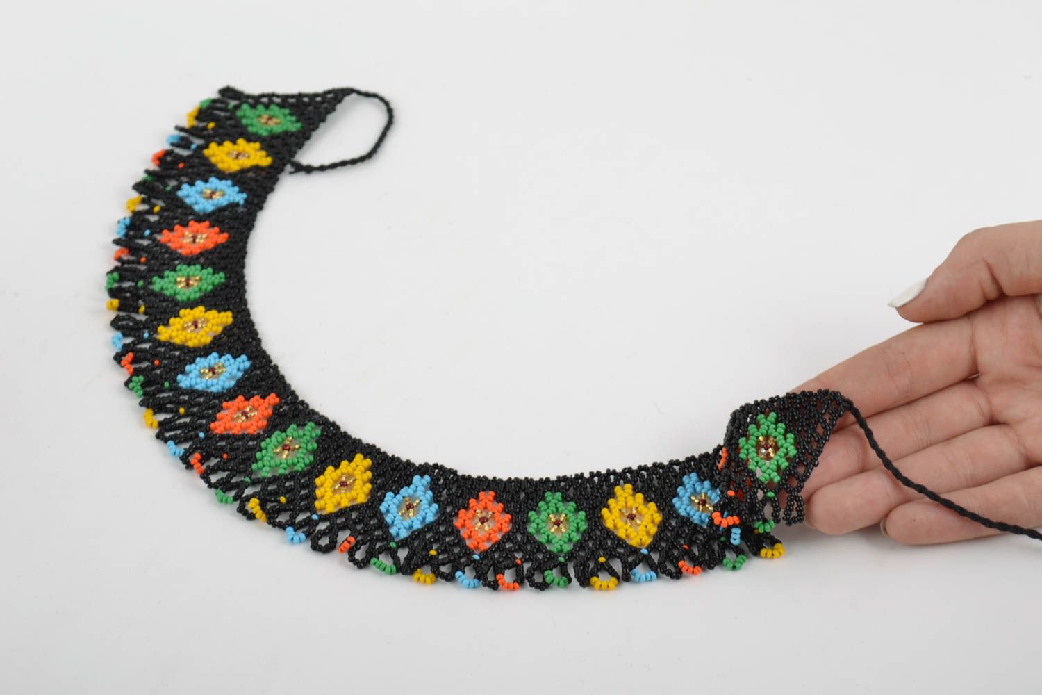 Collar de abalorios checos artesanal original multicolor bonito femenino foto 5