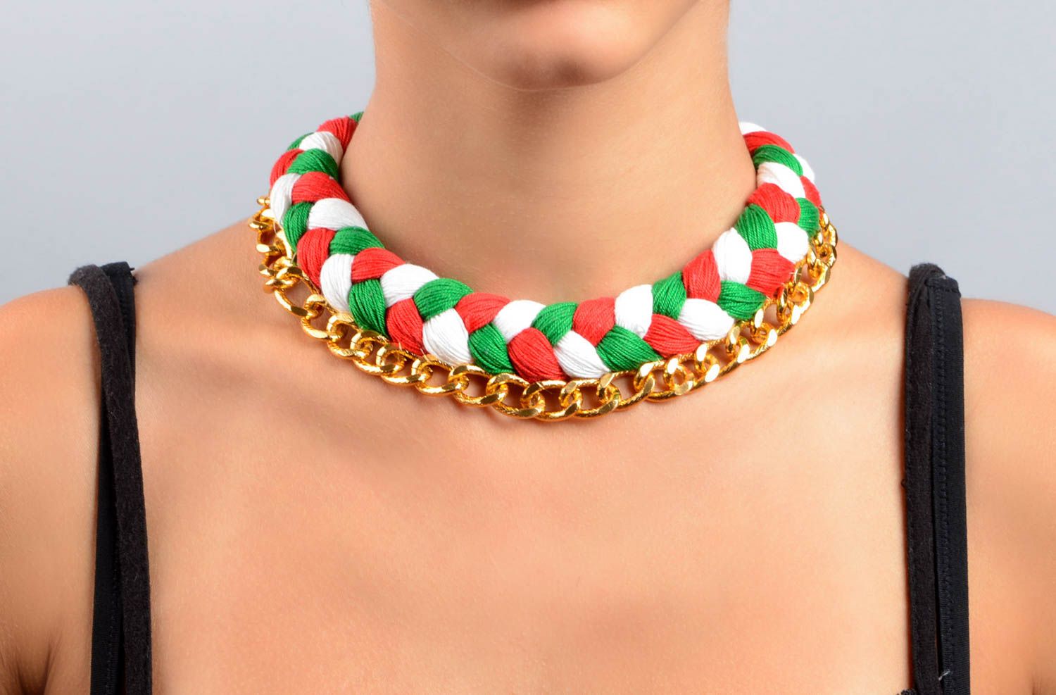 Beautiful handmade necklace unusual necklace plait cute elegant jewelry photo 5
