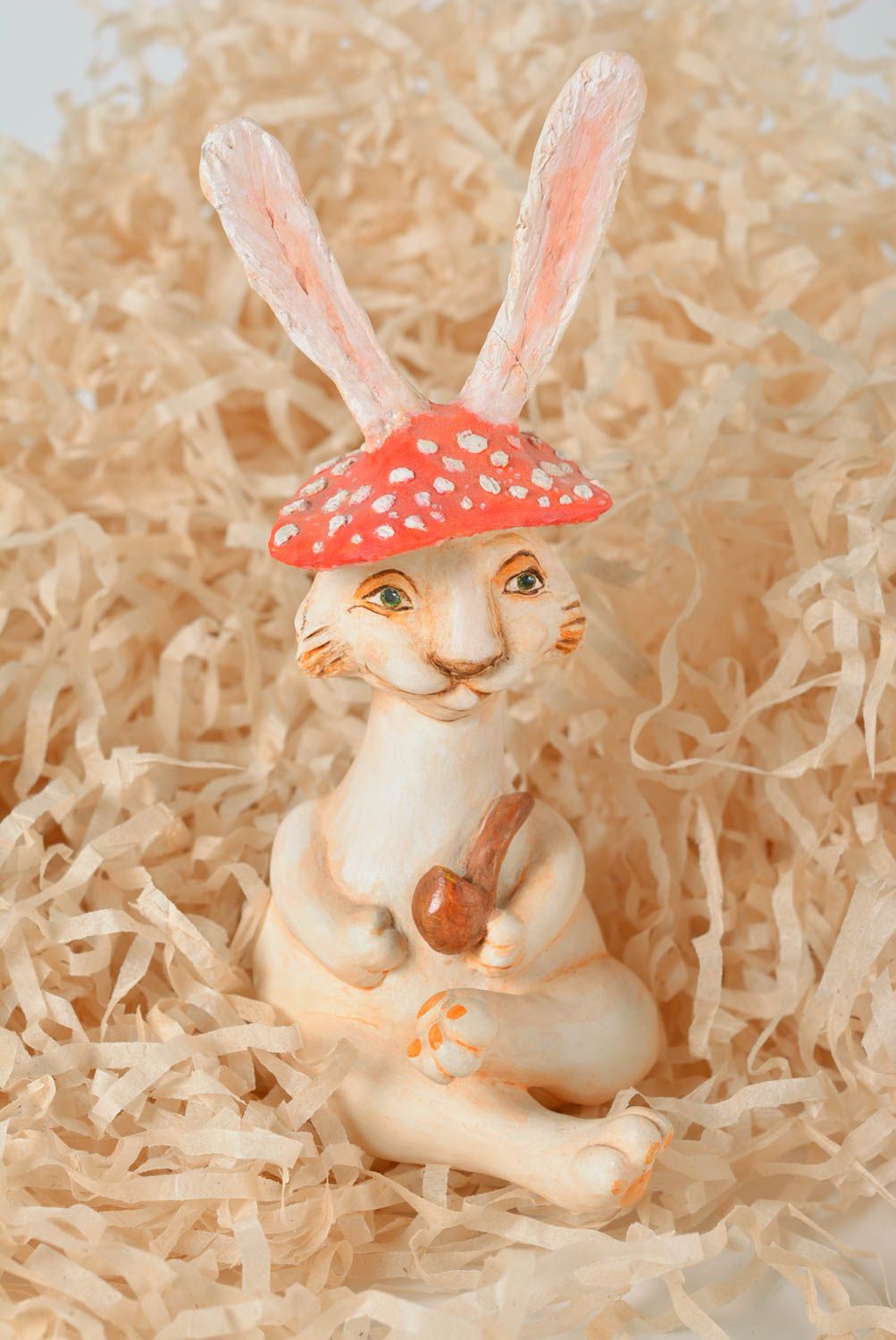 Handmade designer toy unusual rabbit toy interior decor toy cute present photo 1