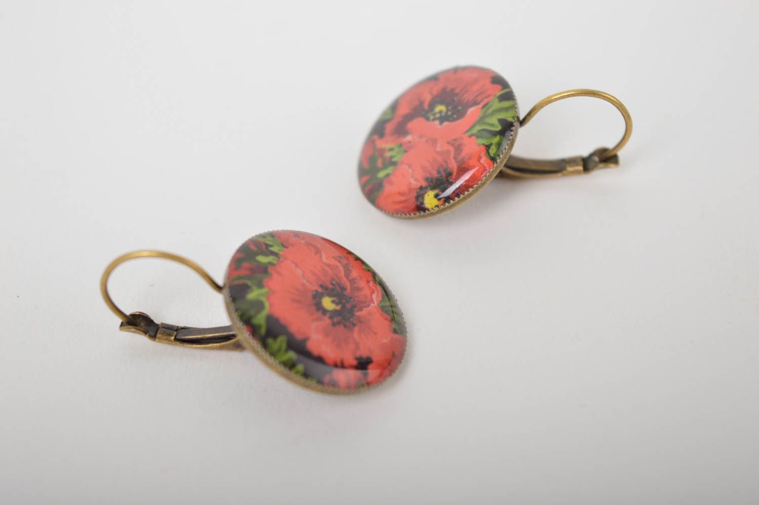 Handmade Schmuck Ohrringe Accessoire für Frauen Designer Schmuck Mohnblumen foto 4