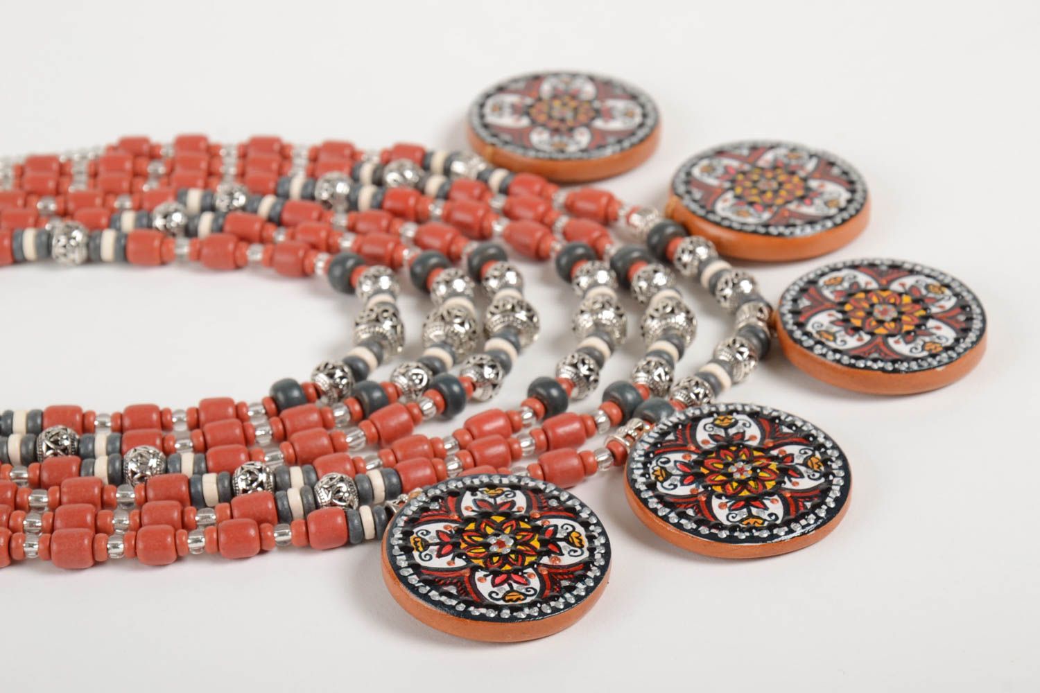 Handmade jewelry bead necklace ethnic jewelry ceramic jewellery fashion necklace photo 3