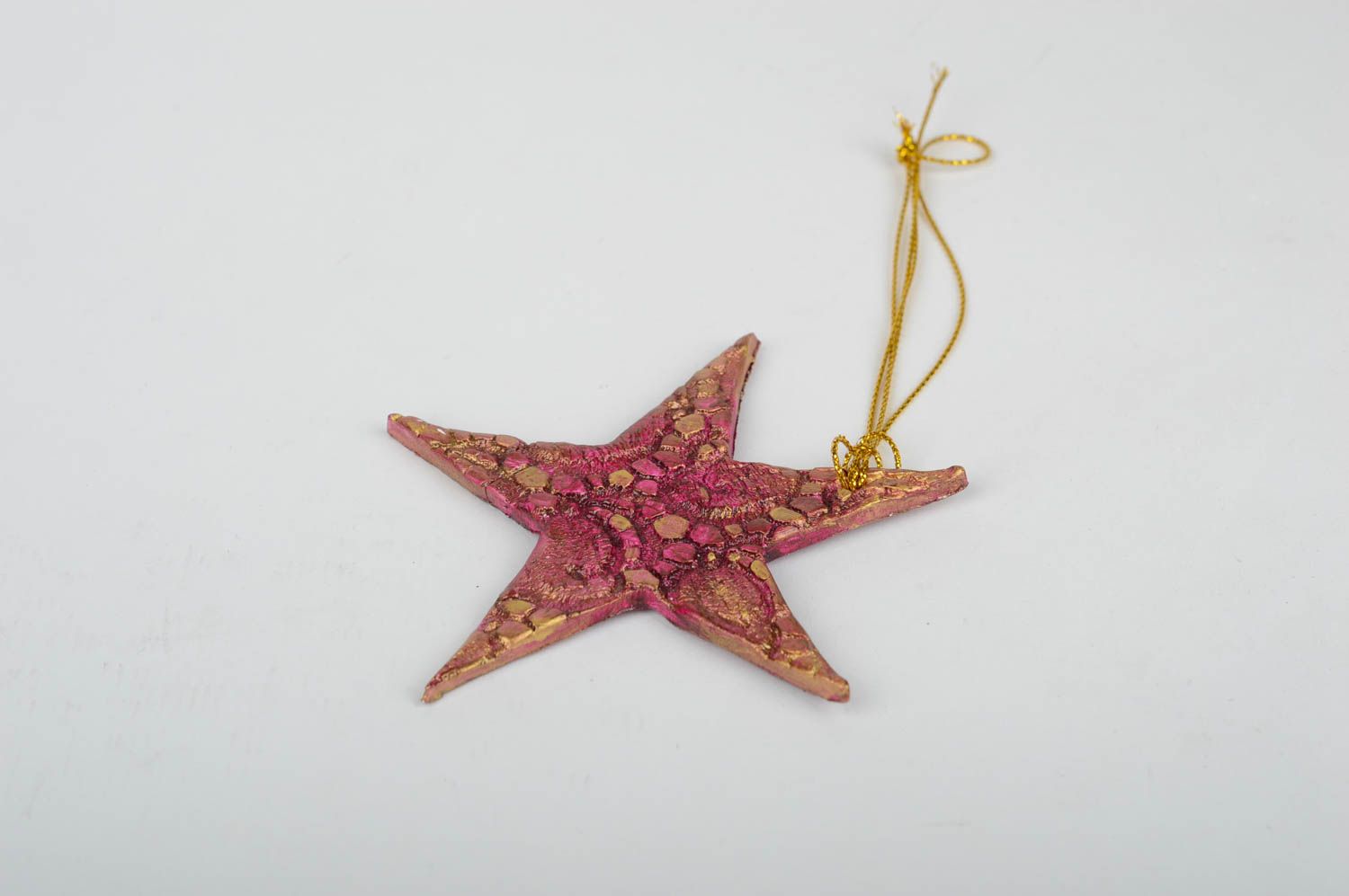Игрушка на елку хэнд мэйд декор для дома игрушка из глины Фиолетовая звезда фото 3