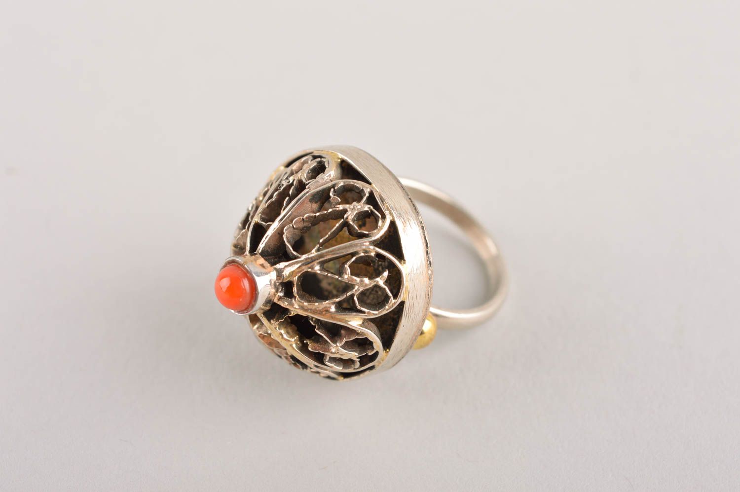Кольцо ручной работы кольцо из мельхиора со смальтой металлическое украшение фото 2
