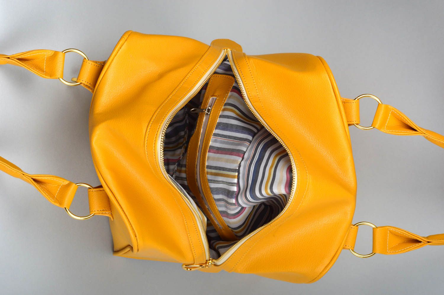Сумка ручной работы желтая сумка на плечо в полоску женская сумка яркая фото 5