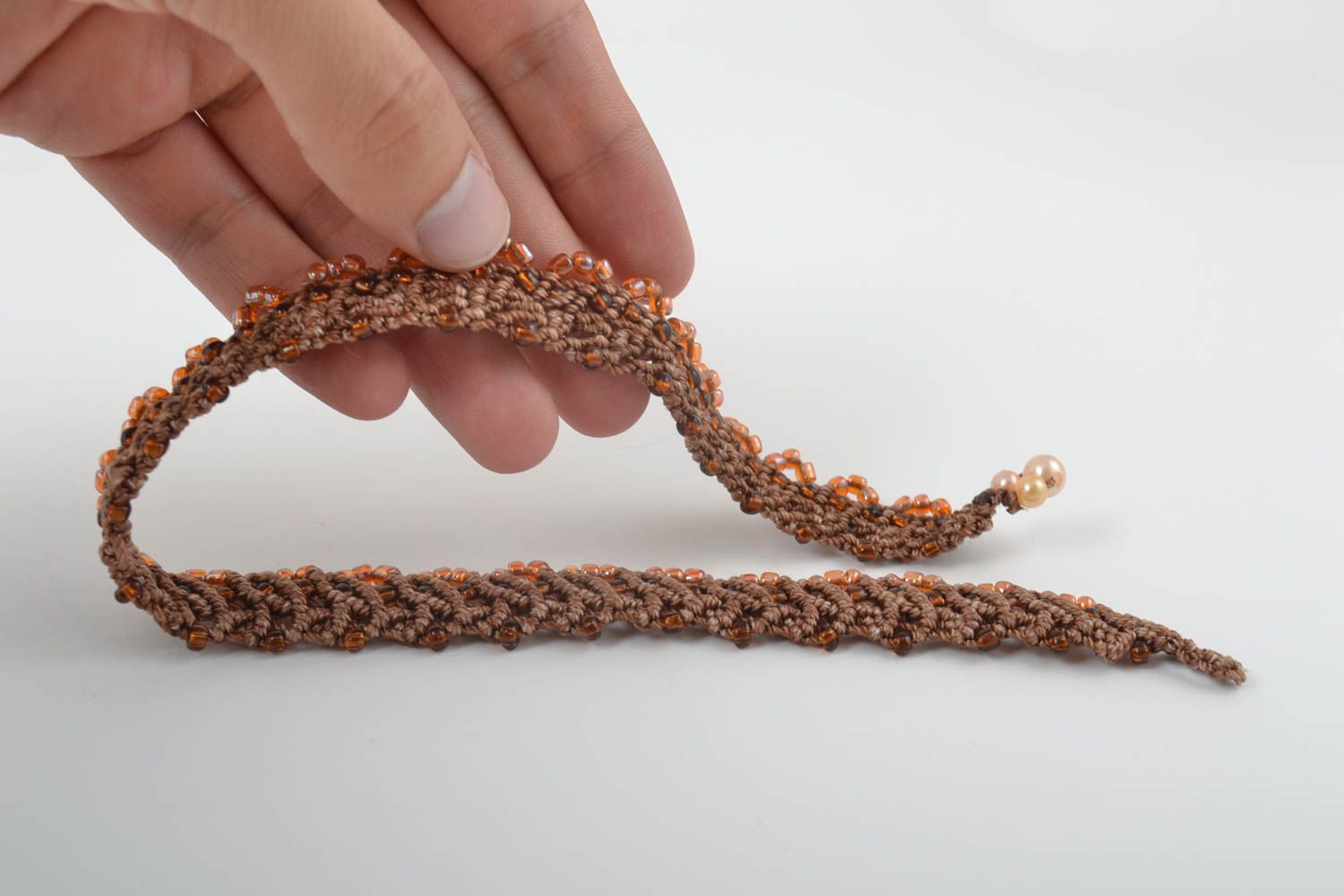 Macrame necklace handmade beaded accessory designer necklace braided jewelry photo 5