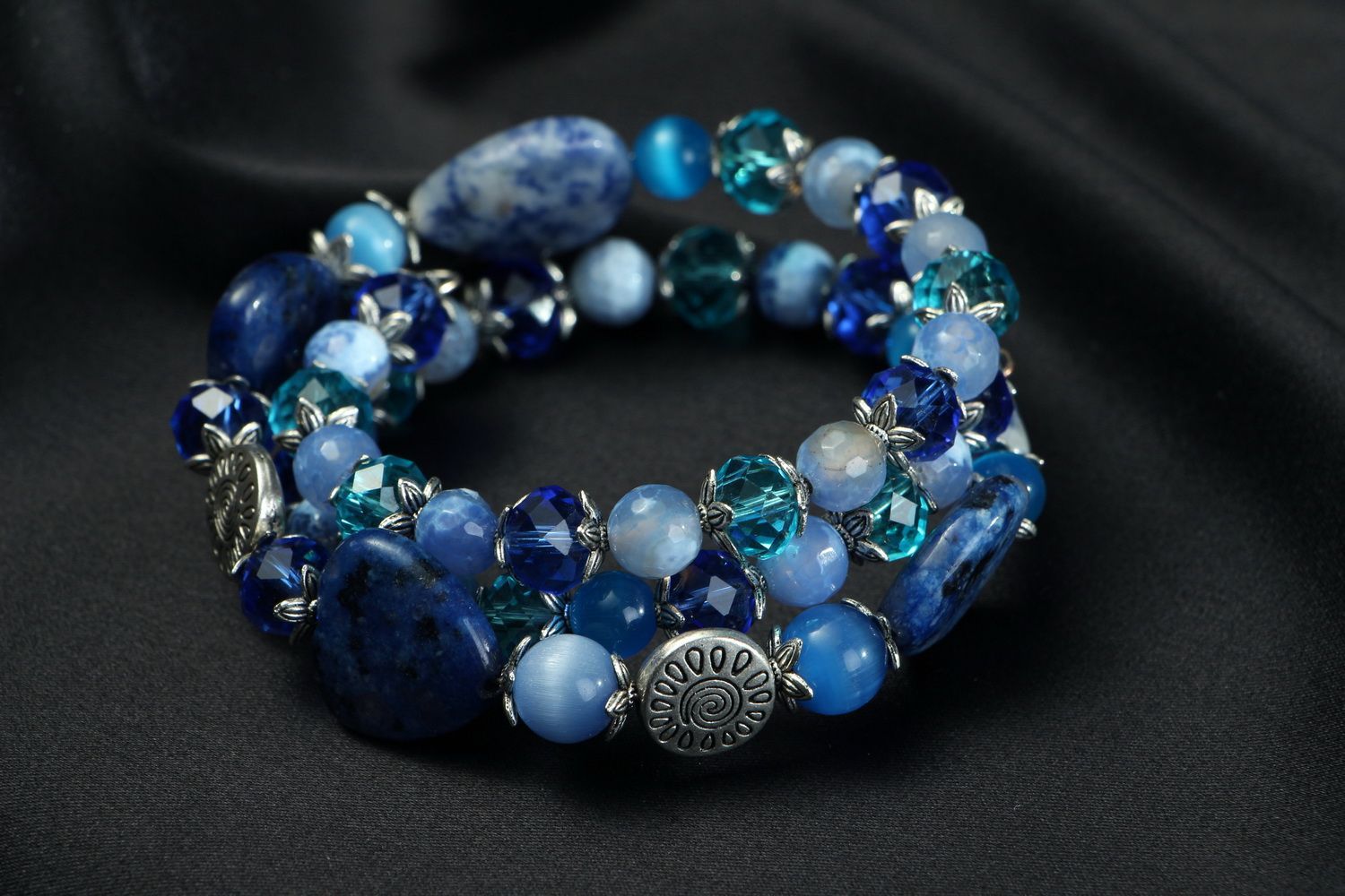 Blaues Armband mit Agat und Aquamarin  foto 2