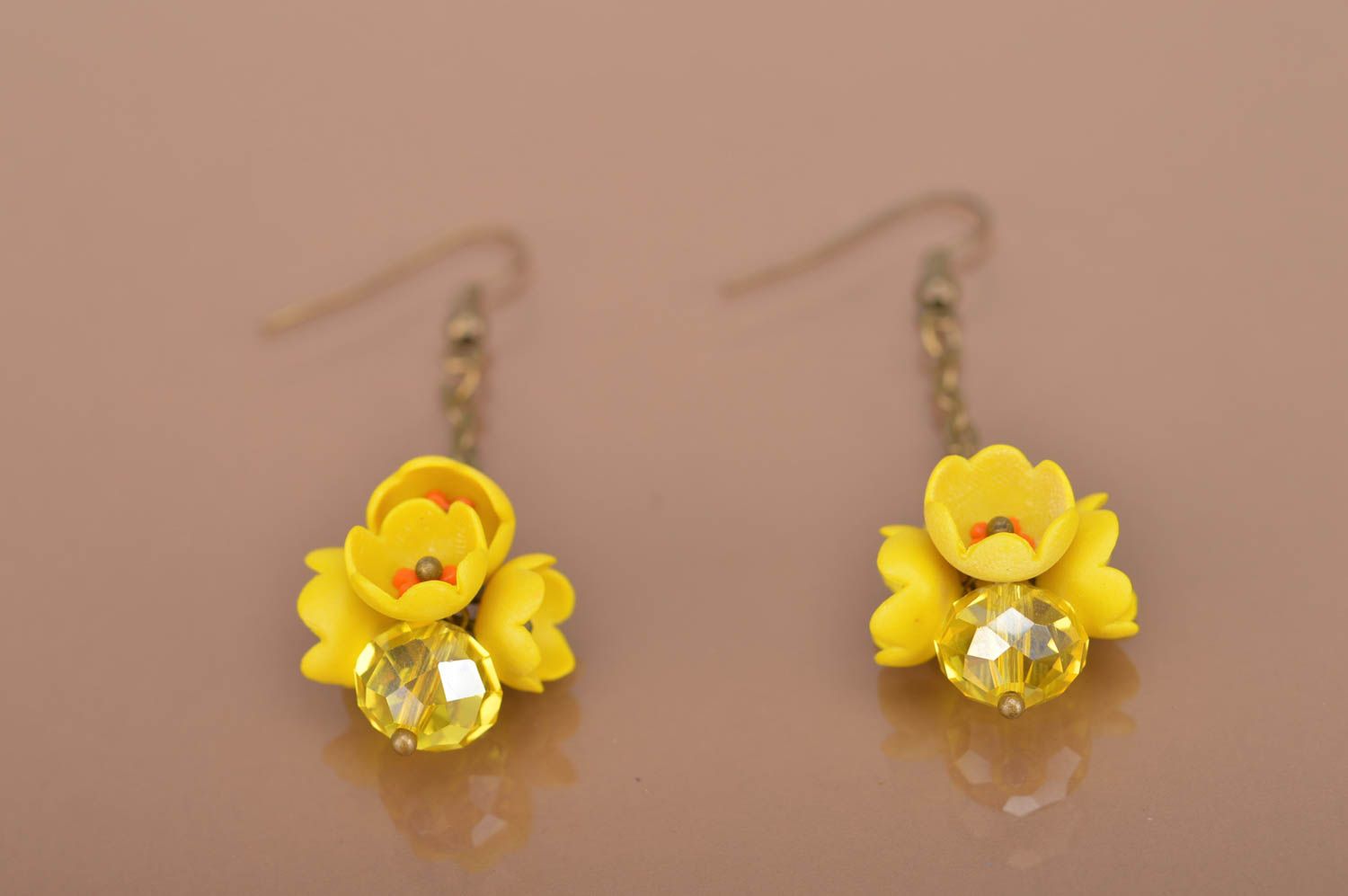 Unusual handmade plastic flower earrings fashion accessories gifts for her photo 4