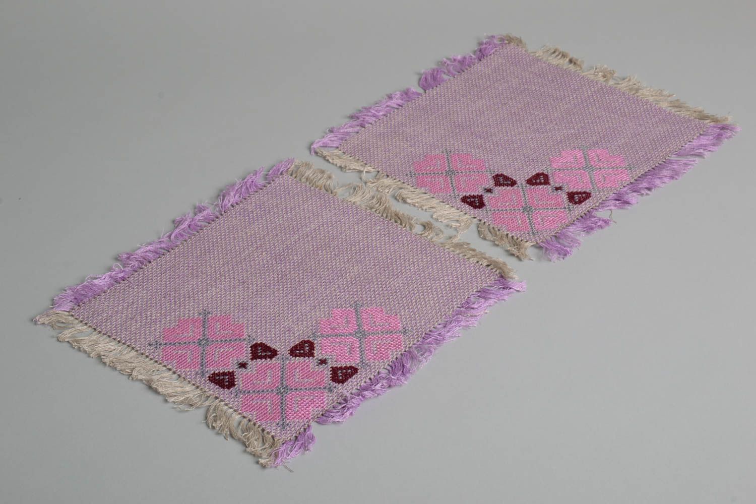 Набор салфеток декор ручной работы вышитые салфетки текстиль для дома набор 2 шт фото 2